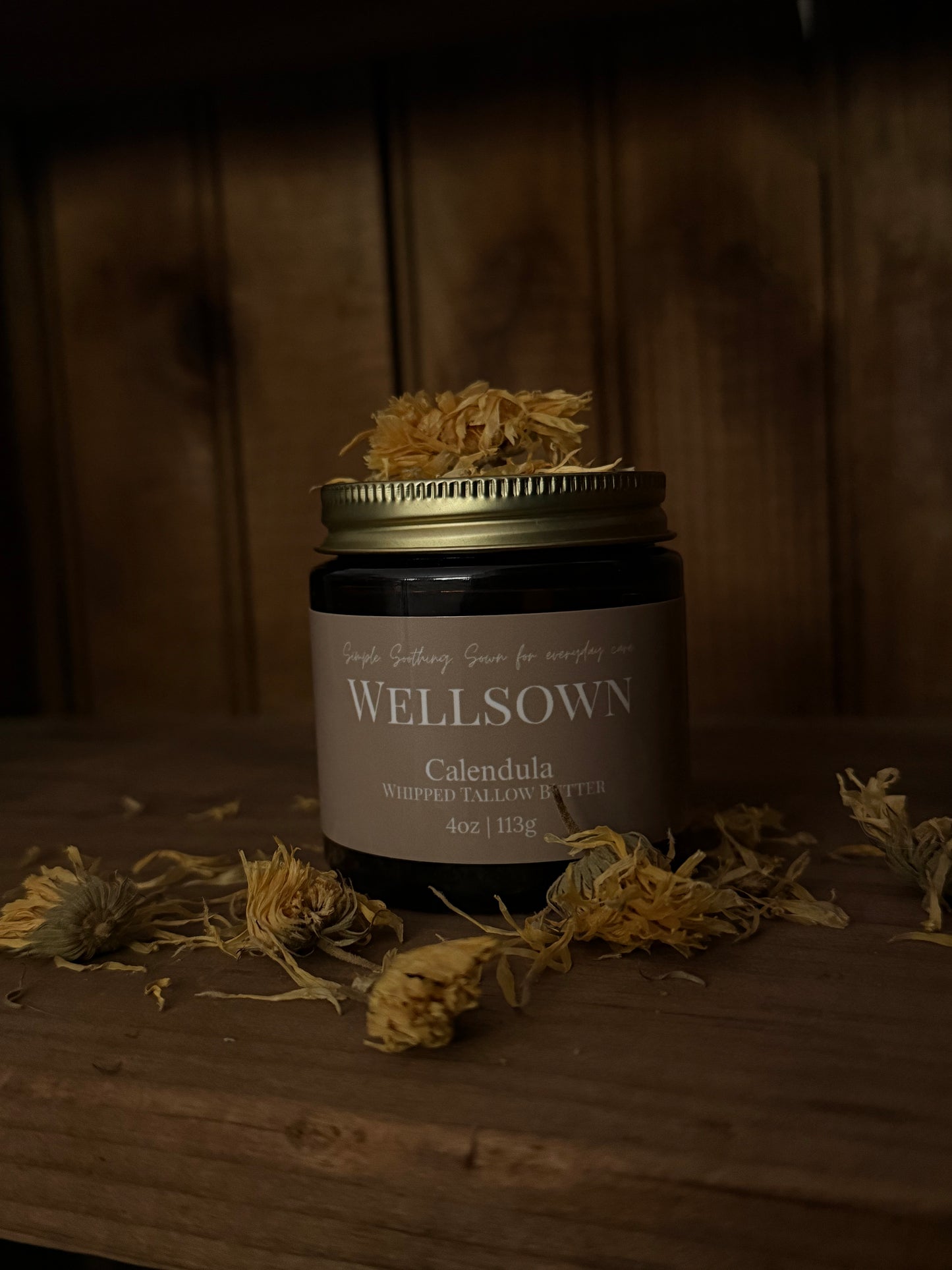 tallow butter for dry skin infused with calendula